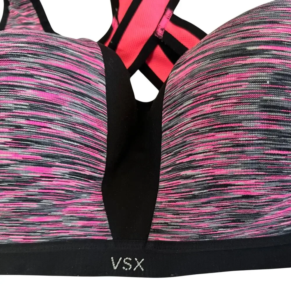 VSX Victoria's Secret Incredible Sports Bra Space-Dye Pink Black Size 34DD